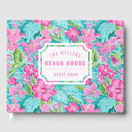 Livro De Visitas Hibiscus Tropical Preppy | Beach House