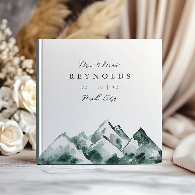 Livro De Visitas Highland | Watercolor Mountain Wedding (Criador carregado)