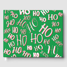 Livro De Visitas HO HO Padrão de texto de Natal branco verde