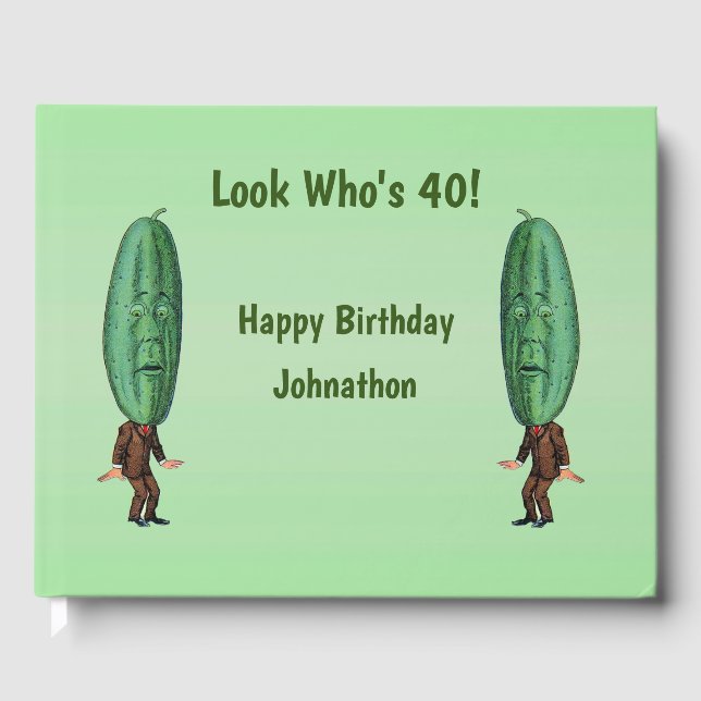 Livro De Visitas Homem Engraçado Cabeça Grande de Picles Surpreendi (Frente)