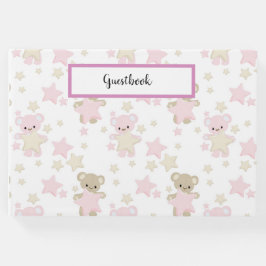 LIVRO DE VISITAS HORAS DE PINK E TAN TEDDY BEARS E ESTRELAS