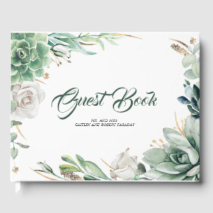 Livro De Visitas Hortaliças e casamento botânico elegante Dourado