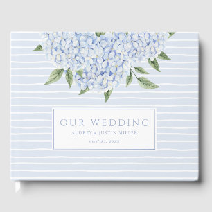 Livro De Visitas Hortênsia Azul Aquarela Flores Personalizado Casam