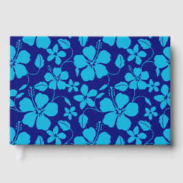 LIVRO DE VISITAS HULA HAVAIANA (HIBISCO) EM AZUL ESCURO E CLARO