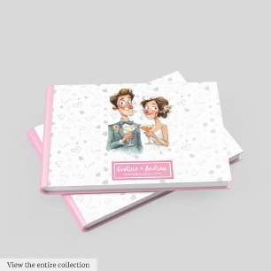 Livro De Visitas Humor Weding Guest Book Quirky Watercolor Casal