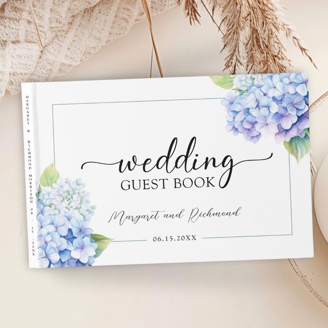 Livro De Visitas Hydrangea Dusty Blue Floral Weding Guest Book (Criador carregado)