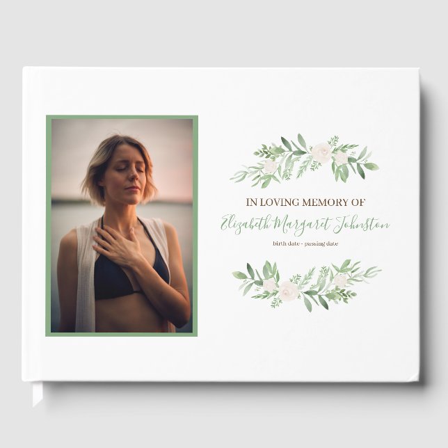 Livro De Visitas Ilegante Ivory Floral No Funeral Da Memória Amante (Frente)