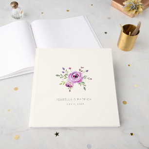 Livro De Visitas Ilustração Botânica Floral Rosa Romântica