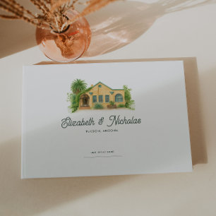 Livro De Visitas Ilustração de Local de Casamento em Aquarela Elega