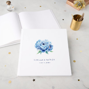 Livro De Visitas Ilustração Digital Floral Azul Serena