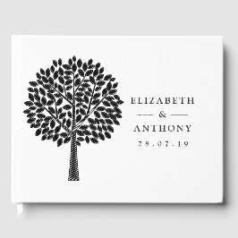 Livro De Visitas Ilustração Simples de Árvore Casamento