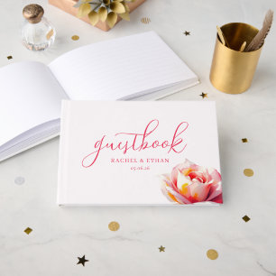 Livro De Visitas Ilustração Sofisticada de Rosa Coral