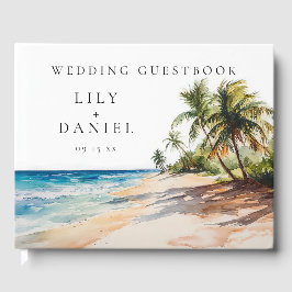 Livro De Visitas Imagem de Casamento Tropical Beach Watercolor