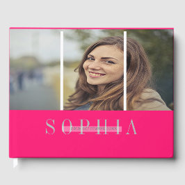 Livro De Visitas Imagem pessoal legante Mitzvah prata rosa