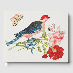 Livro De Visitas Impressão de Arte Floral Borboleta Pássaro Rosa Vi