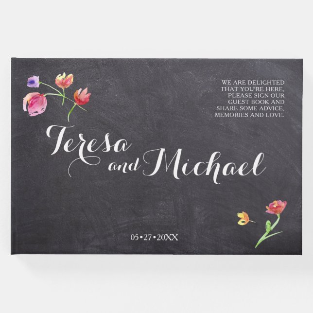 Livro De Visitas Impressão de Flores Aquáticas, Rústica (Frente)