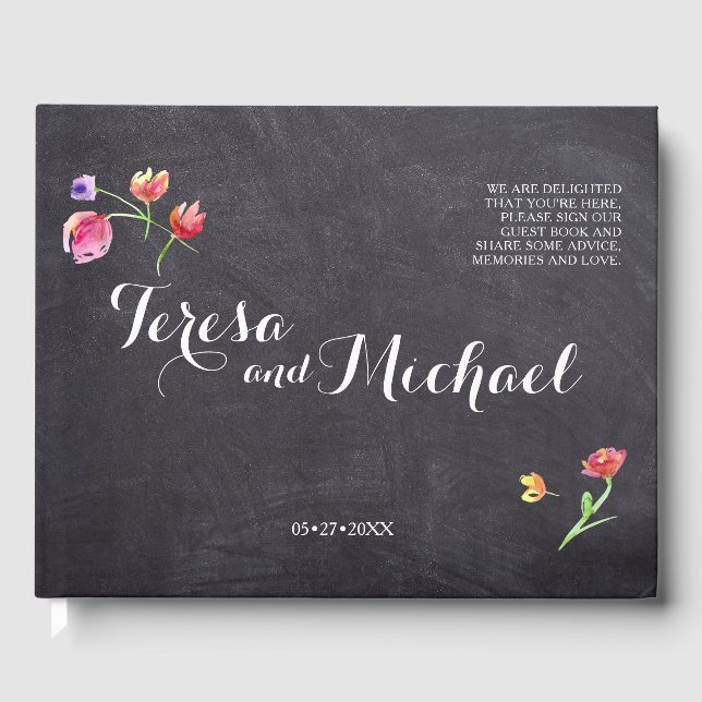 Livro De Visitas Impressão de Flores Aquáticas, Rústica (Frente)