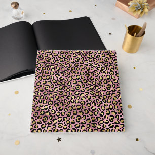 Livro De Visitas Impressão de leopardo rosa e dourado