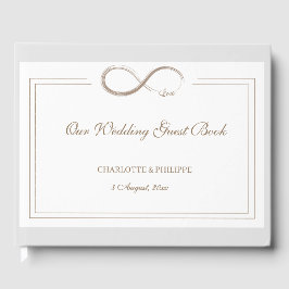 Livro De Visitas Infinity Symbol White Cinza Elegante Dourada Casam
