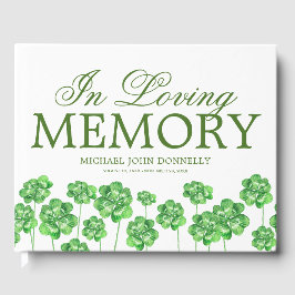 Livro De Visitas Irish Shamrock Clover Memorial Funeral