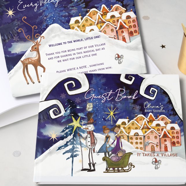 Livro De Visitas It Takes a Village Winter Fairy Girl Baby Shower  (It Takes a Village Winter Fairy Girl Baby Shower Guest Book)
