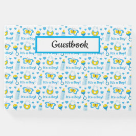 LIVRO DE VISITAS ITENS DE BEBÊ BRANCO AZUL AMARELO