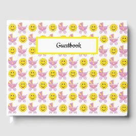 LIVRO DE VISITAS ITENS DE BEBÊ MENINA FOFO COR-DE-ROSA AMARELO BRAN