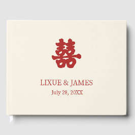 Livro De Visitas Ivory Double Feliz Caligrafia chinesa asiática