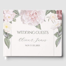 Livro De Visitas Jardim de Rosas Cor-de-Rosa Elegante Casamento