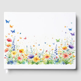 Livro De Visitas Jardim Floral de Primavera Borboletas Casamento