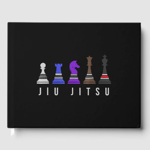 Livro De Visitas jiu Jitsu treinando xadrez, presente com texto.