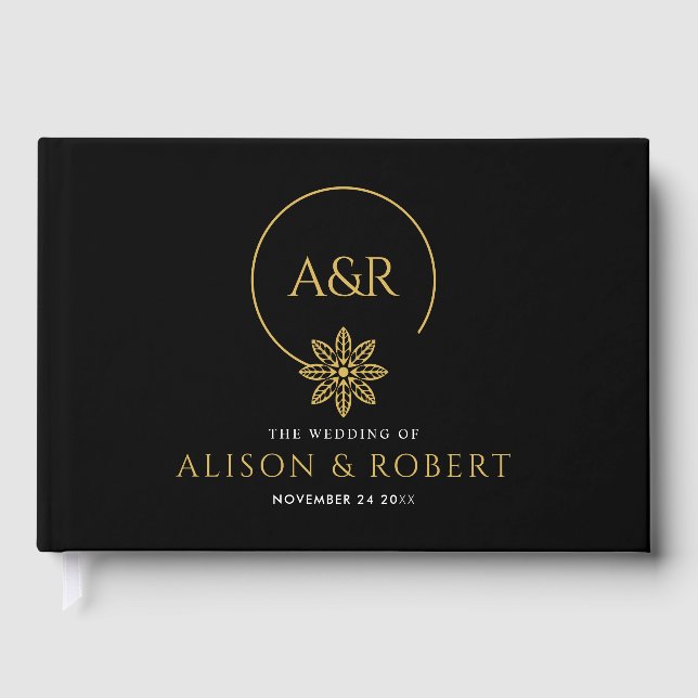 Livro De Visitas Joias elegantes, casamento entre quadros e iniciai (Frente)