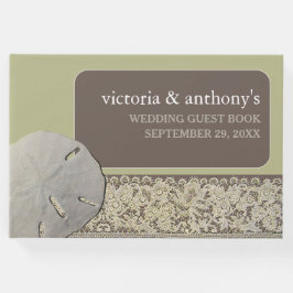 Livro De Visitas Lace de areia dólar, Casamento de praia de Vintage