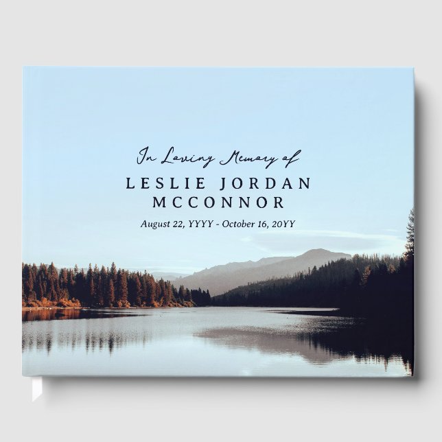 Livro De Visitas Lago Calm Mountain Em Memória Adorável de (Frente)