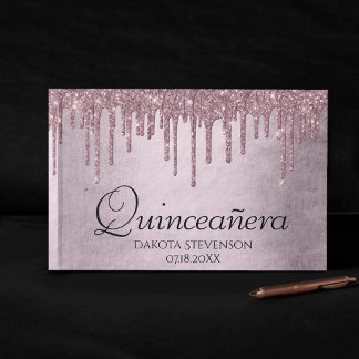 Livro De Visitas Lançando o brilho de Mauve | Quinceanera Rosa Dust