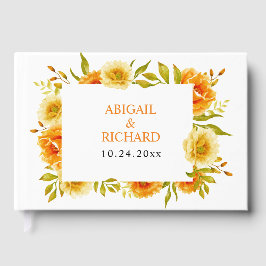 Livro De Visitas Laranja-cor-d-água flores florais