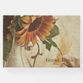 Livro De Visitas Laranja enferrujado Girassóis