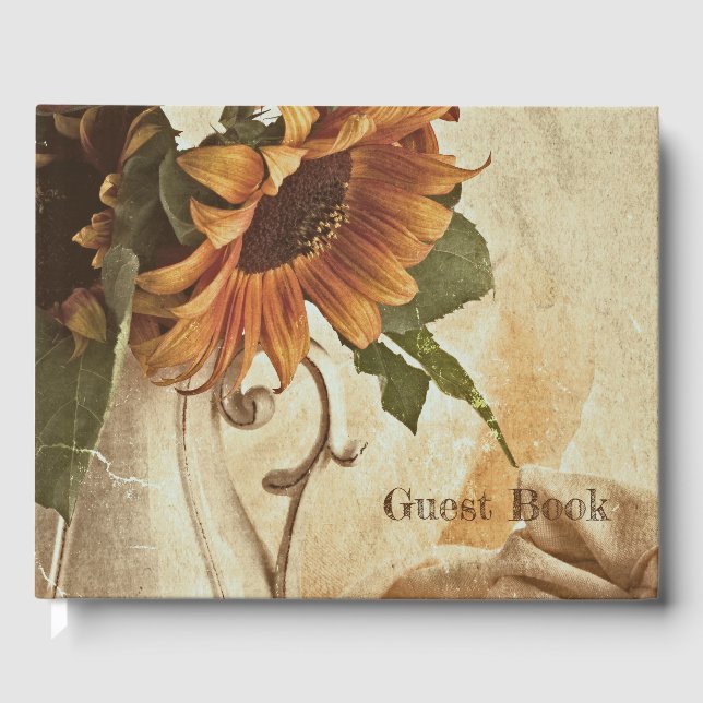 Livro De Visitas Laranja enferrujado Girassóis (Frente)