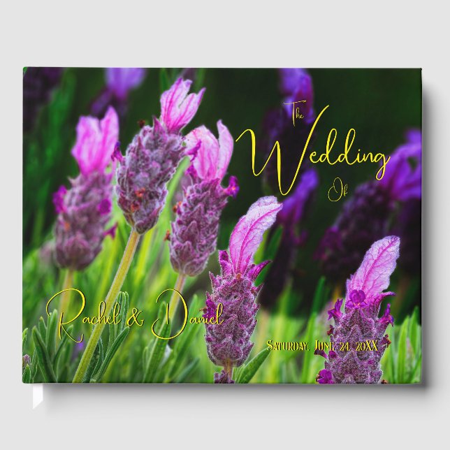Livro De Visitas Lavanda, Amor e Devoção Amarelo, Casamento (Frente)
