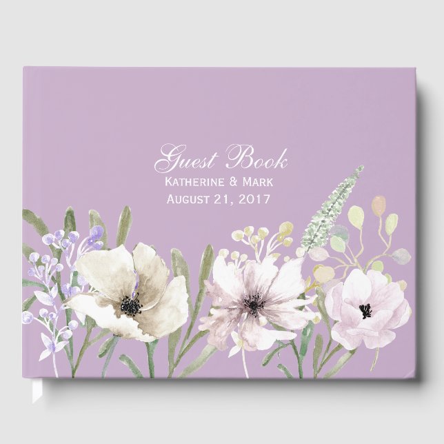 Livro De Visitas Lavanda Floral Weding Guest Book (Frente)