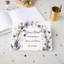 Livro De Visitas Lavender Lilac Floral Wedding