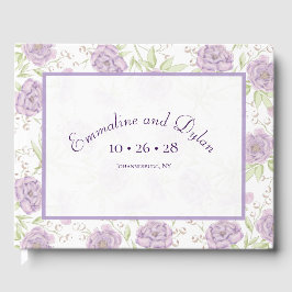 Livro De Visitas Lavender Purple Rose Wedding