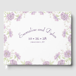 Livro De Visitas Lavender Purple Rose Wedding
