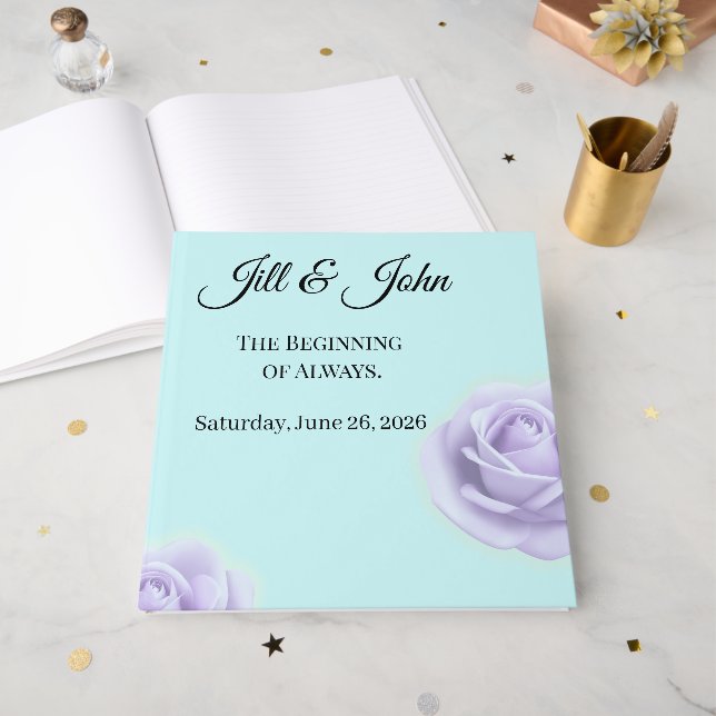 Livro De Visitas Lavender Rose Wedding Guest Book (Frente aberta)