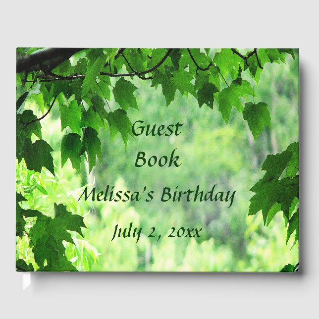 Livro De Visitas Leafy Green Festa de aniversário Guest Book (Frente)