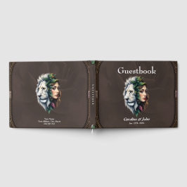 Livro De Visitas Leão Branco e Mulher