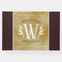 Livro De Visitas Leather Leaf & Vintage Paper Surname Motto