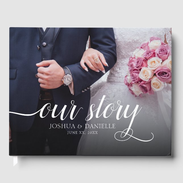 Livro De Visitas Legant Our Story Photo Wedding Manuscrito (Frente)