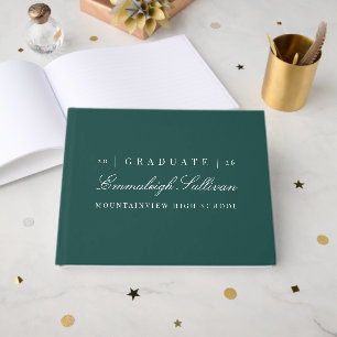 Livro De Visitas Lembrança de formatura verde e branca elegante