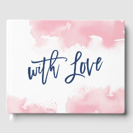 Livro De Visitas LEMBrANÇA ESPECIAL cute rosa aquarela com letras à